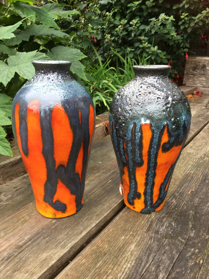 orange lava glaze ceramic vase