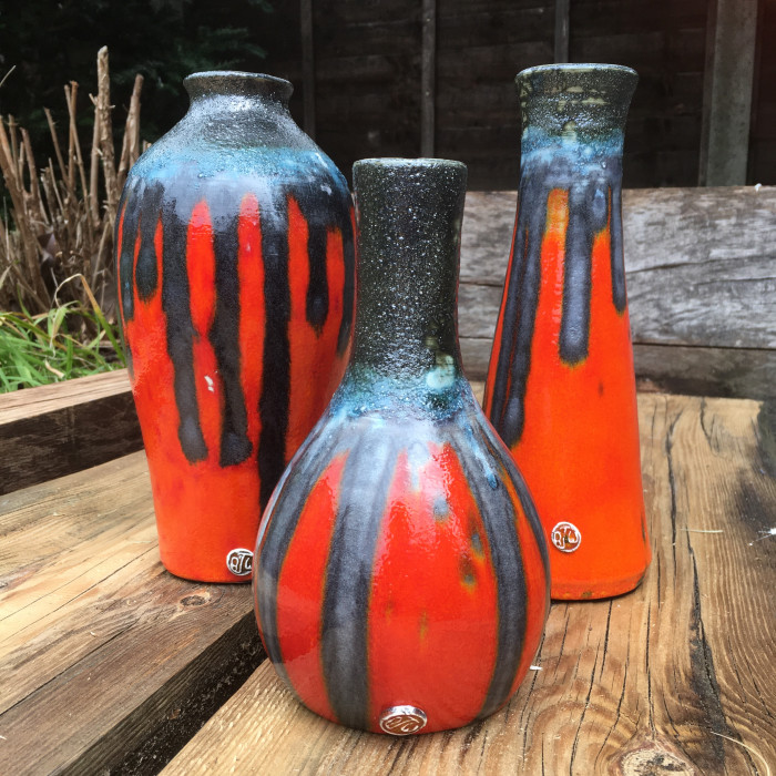 orange lave glaze ceramic vase collection