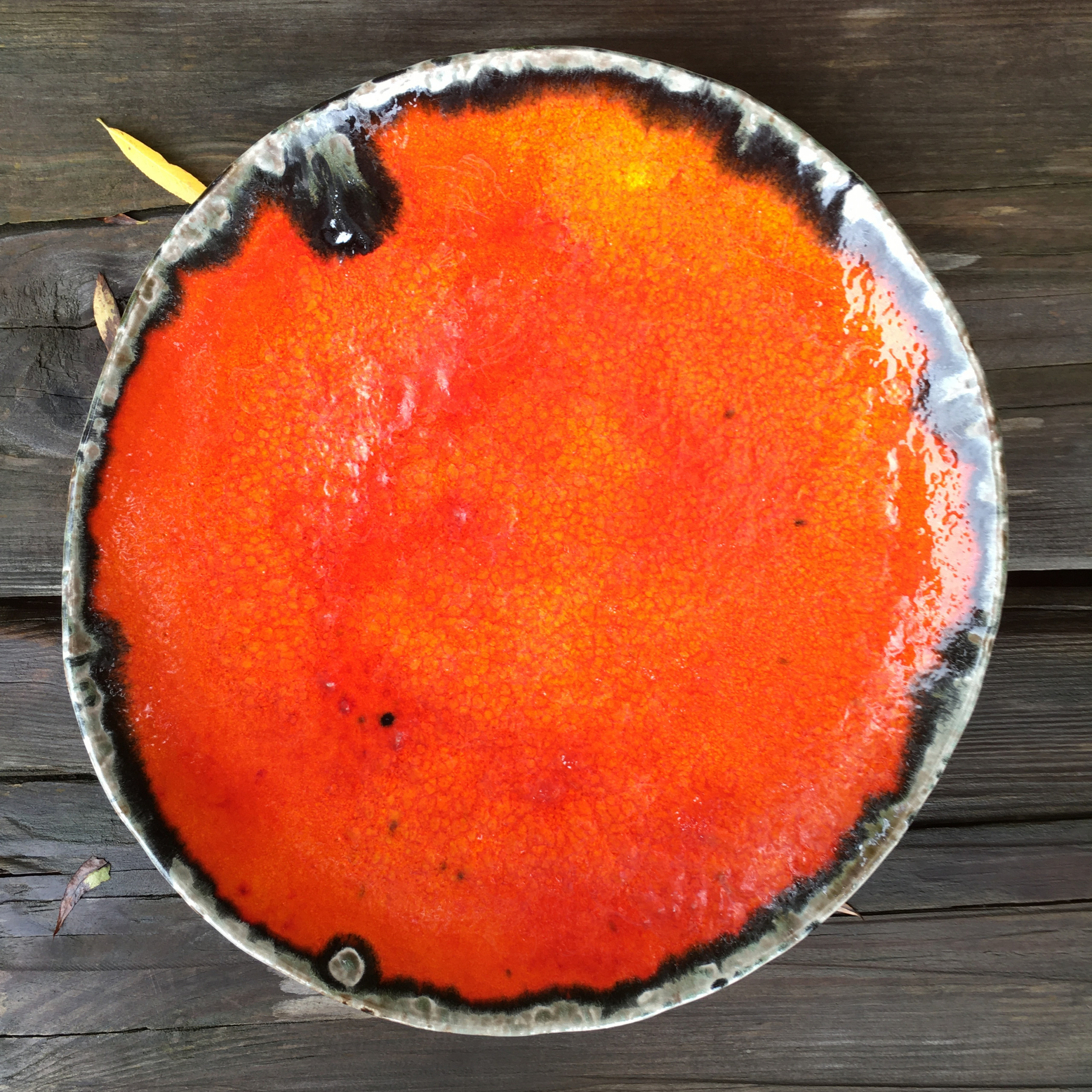 decorative orange ceramic platter plate ideal for displaying fruit